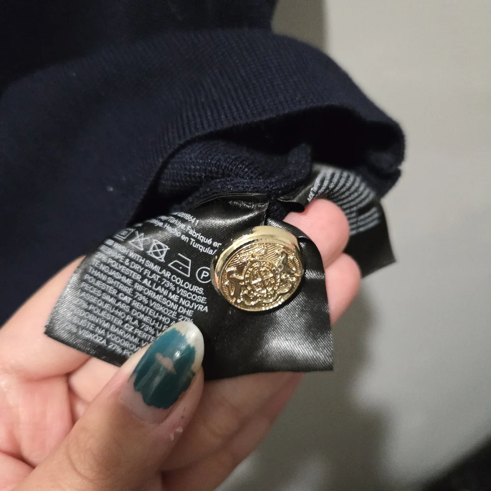 Navy Blue Sleeveless Top Vest Gold Button H&M - Picture 5 of 8